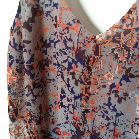 CAbi Fresco Boho slip dress - gray, navy, orange - Small #5049 - Picture 4 of 6